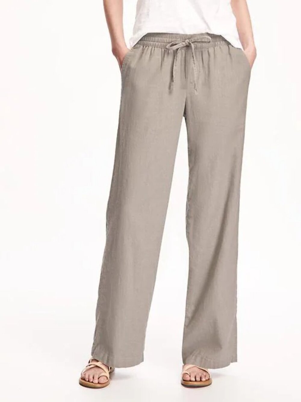 OLD NAVY Mid-Rise Linen-Blend Wide-Leg Pants